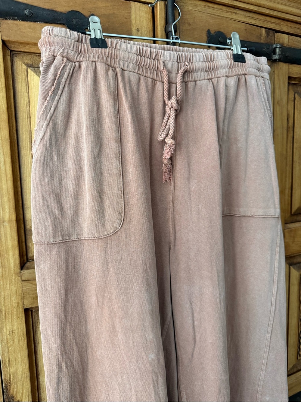 easel Wide Leg Drawstring Pants in Dusty Rose - Picture 2 of 6